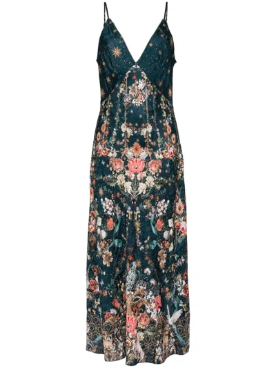 Camilla She Who Wears The Crown Slip Dress In Green