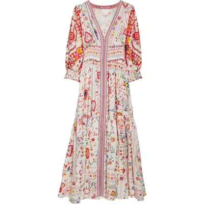 Camilla Shirred Waist Linen Maxi Dress In A Kitsch In Time