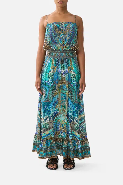 Camilla Shirred Waist Long Dress Flamenco Euphoria In Multi