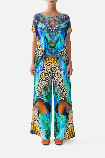 Camilla Shirred Waist Pant Jungle Flight In Multi