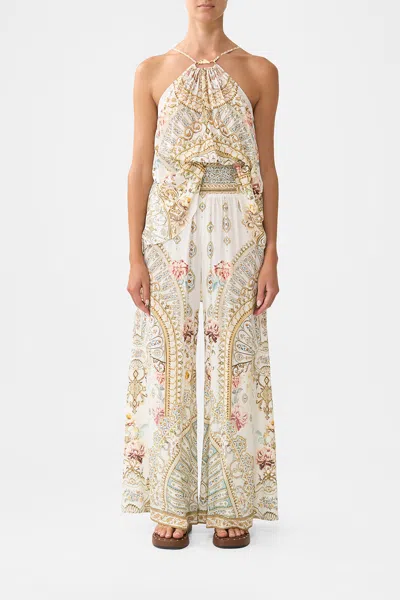 Camilla Shirred Waist Pant Ottoman Dynasty In Neutral