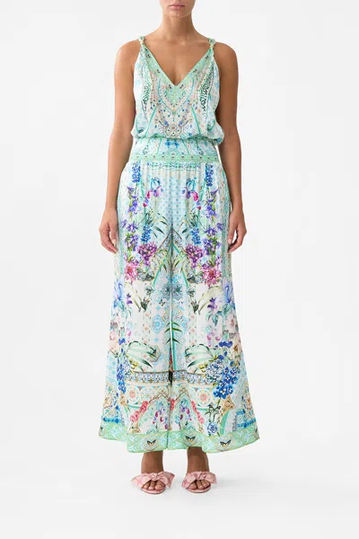 Camilla Shirred Waist Pant Sunrise In Sintra In Multi