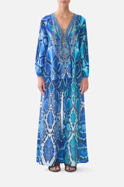 Camilla Shirred Waist Pant The Sapphire Serpent In Blue