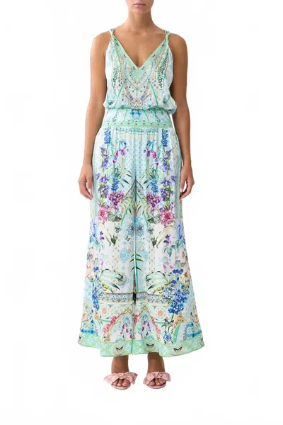 Camilla Shirred Waist Pants In Sunrise In Sintra In Blue