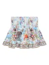 Camilla Shirred-waist Ruffled Skirt In Blue