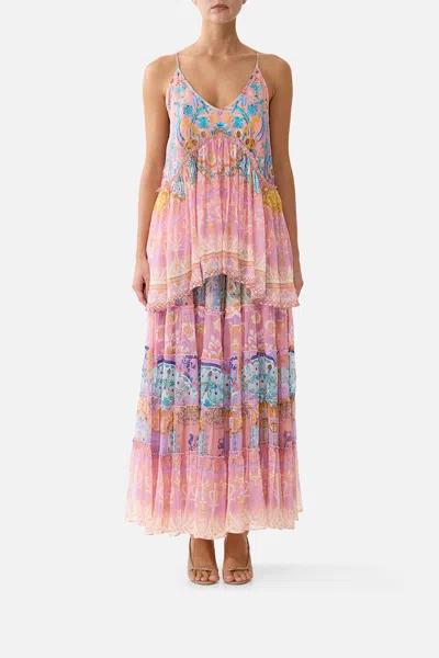 Camilla Shirred Waist Tiered Circle Skirt Howdy Gaudi In Multi