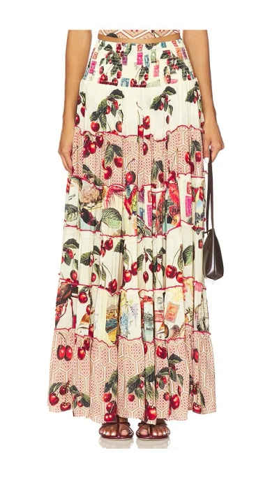 CAMILLA SHIRRED WAIST TIERED CIRCLE SKIRT