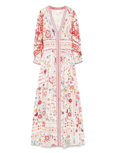 Camilla Shirred Waistband Long Dress In Multi