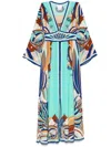 Camilla Kimono Sleeve Dress With Shirring Detail Oasis Oracle In 蓝色