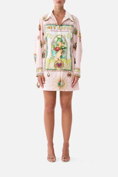Camilla Shirt Dress With A Line Skirt Painted Prayers In Pink