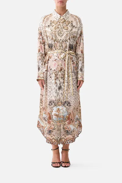 Camilla Shirt Dress With Back Button Detail Aranjuez Animalia In Multi