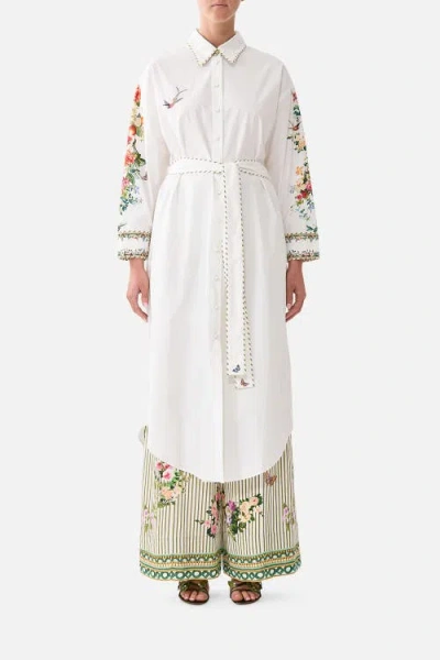 Camilla Shirt Dress With Back Button Detail In White