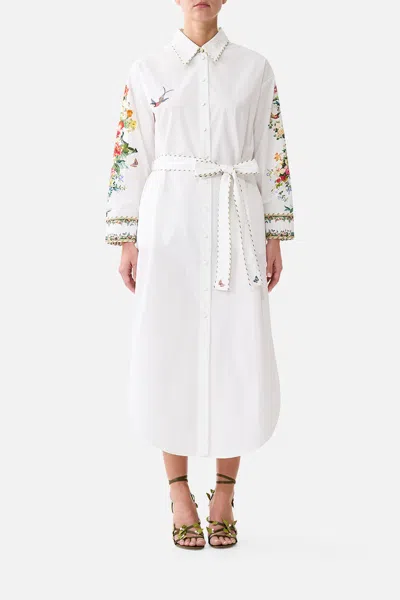 Camilla Shirt Dress With Back Button Detail Art For The Empress In White
