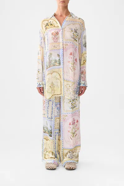 Camilla Shirt Tunic With Side Buttons Botanical Ballads In Pink