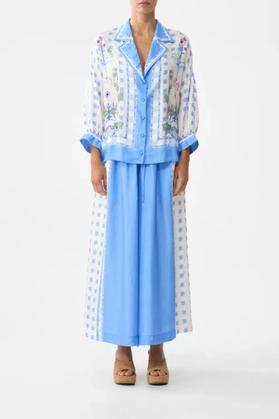 Camilla Shirt With Gathered Cuff In Blue