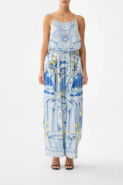 Camilla Shoestring Strap Jumpsuit De Nada Granada In Blue