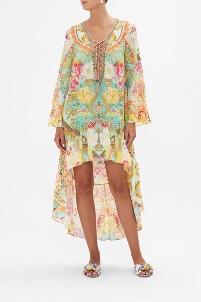 Camilla Short Dress With High Low Hem An Italian Welcome In Neutral