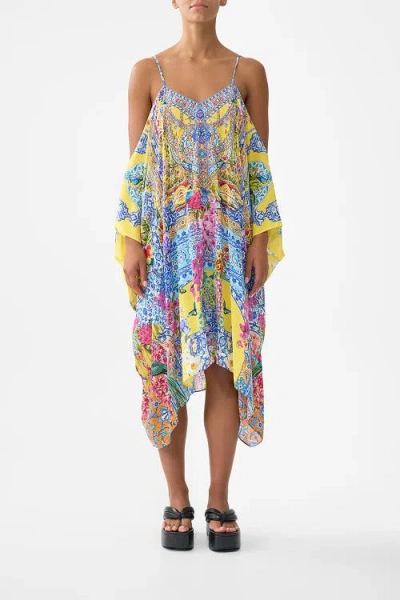Camilla Short Drop Shoulder Strap Kaftan In Multi