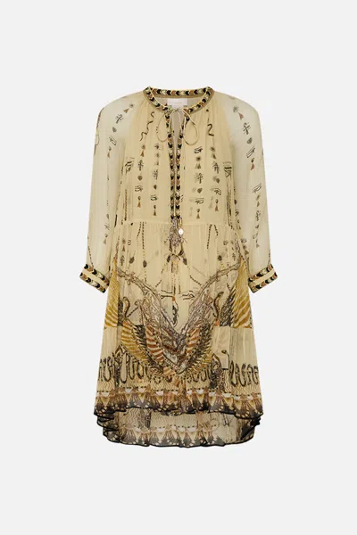 Camilla Short Gathered Panel Dress Gateway To The Afterlife In Metallic