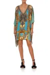 Camilla Short Kaftan With Cuff Dripping In Decadence In Blue