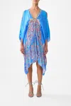 Camilla Short Kaftan With Hardware Footsteps In Folklore In Blue