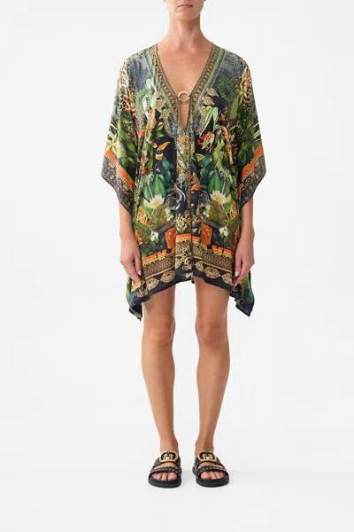 Camilla Short Kaftan With Trim Ready For My Welcome Drink In Black