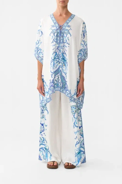 Camilla Short Lace Up Kaftan Isnik Lullaby In White