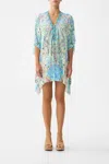 Camilla Short Lace Up Kaftan Midsummer Mosaics In Blue