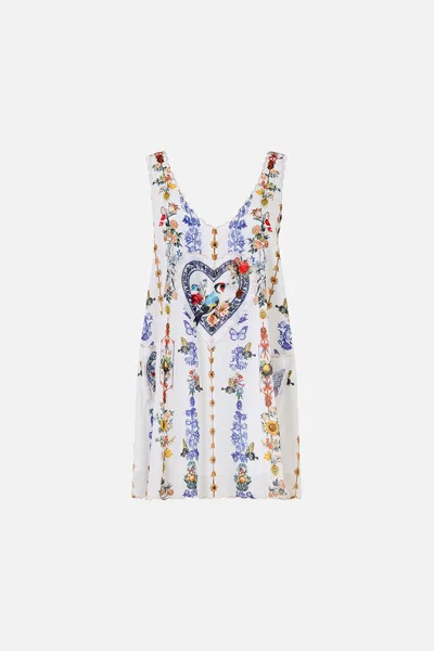 Camilla Short Pocket Dress With Low Back The Pottery Parlour In White