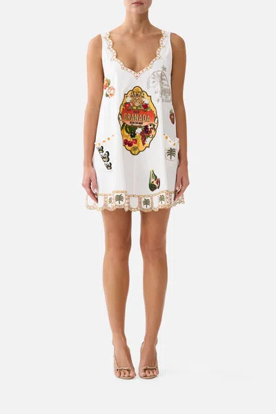 Camilla Short Pocket Dress With Low Back Va Va Vintage In White