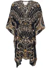 Camilla Short Printed Kaftan In Blue