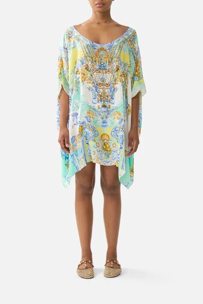 Camilla Short Round Neck Kaftan Dial Up The Tiles In Multi