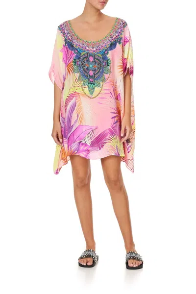 Camilla Short Round Neck Kaftan Layer South Beach Sunrise In Pink