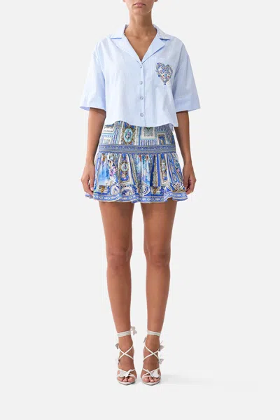 Camilla Short Shirred Skirt Ottoman Opulence In Blue