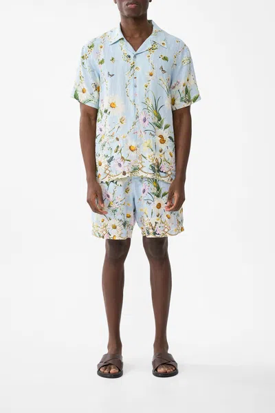 Camilla Short Sleeve Cabana Shirt Floral Freefall In Blue