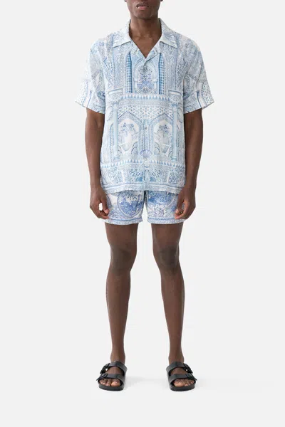 Camilla Short Sleeve Cabana Shirt The Hum Of The Alhambra In Blue