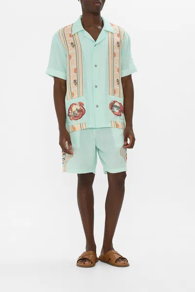 Camilla Short Sleeve Cabana Shirt With Love From Türkiye In Blue