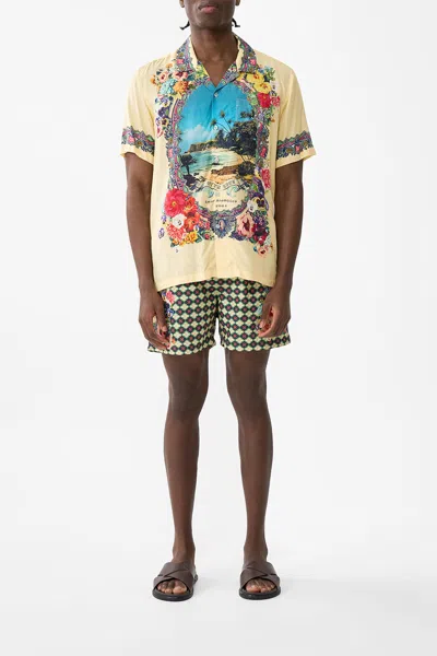 Camilla Short Sleeve Camp Collared Shirt Bathing Bombshell In Multi