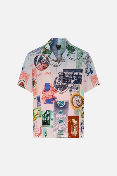 Camilla Short Sleeve Camp Collared Shirt Haute Passport In Multi