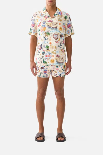Camilla Short Sleeve Camp Collared Shirt Kapadokya Kitsch In Multi