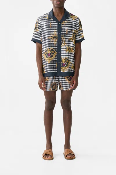 Camilla Short Sleeve Camp Collared Shirt Monarchy Mania In Multi