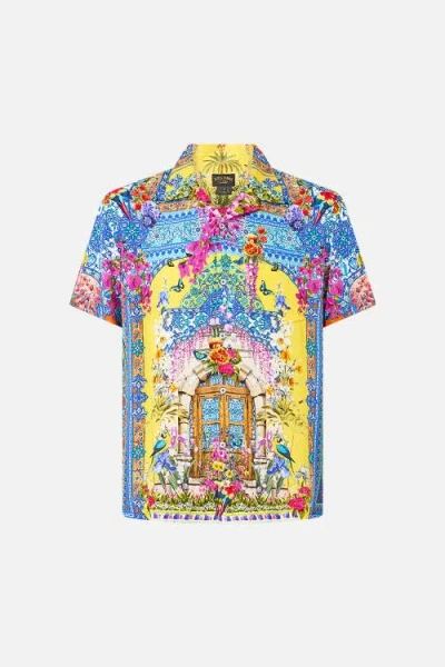 Camilla Short Sleeve Camp Collared Shirt In Multi