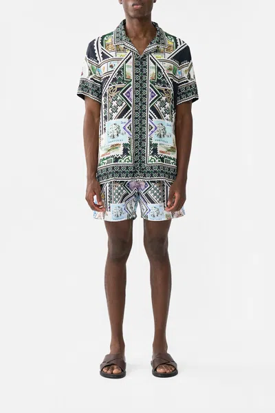 Camilla Short Sleeve Camp Collared Shirt My Porto Pen Pal In Multi