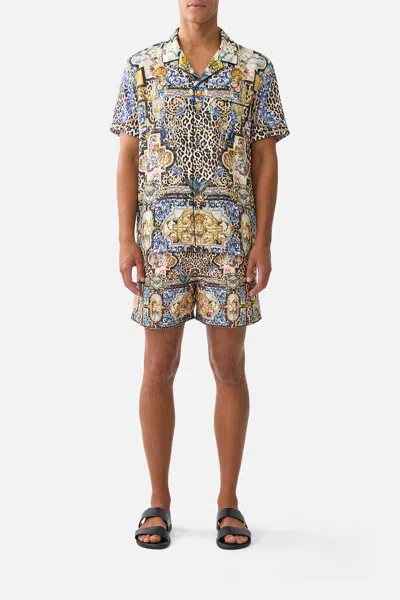 Camilla Short Sleeve Camp Collared Shirt Sevillian Style In Multi