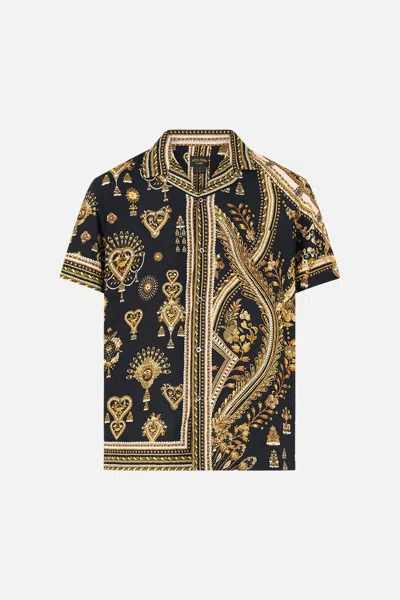 Camilla Short Sleeve Camp Collared Shirt Taurus Rising In Black