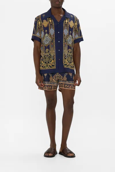 Camilla Short Sleeve Camp Collared Shirt The Imperial Gate In Blue