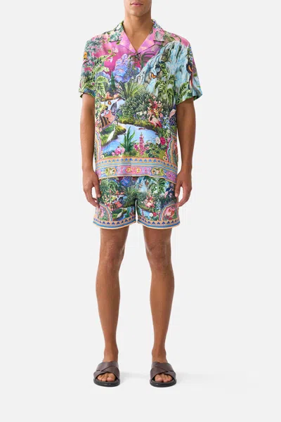 Camilla Short Sleeve Camp Collared Shirt Turkish Delight In Multi