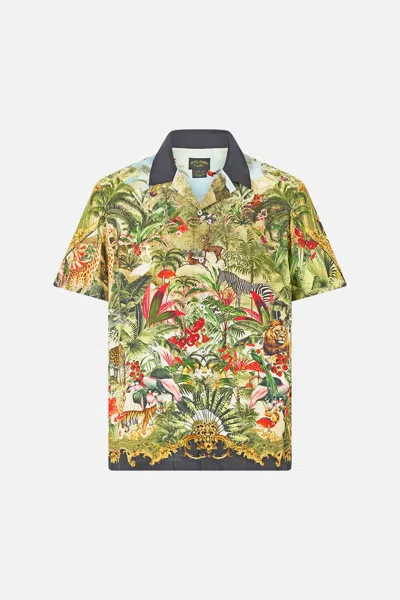 Camilla Short Sleeve Camp Collared Shirt Wanderlust Empire In Green