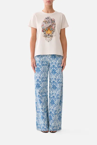 Camilla Short Sleeve Easy Tee Aranjuez Animalia In White