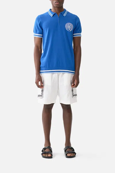 Camilla Short Sleeve Quarter Zip Knit Polo Shirt De Nada Granada In Blue